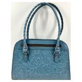 Antelope Brand Canvas Messenger Bag and Blue Embossed Patricia Nash Handbag Set