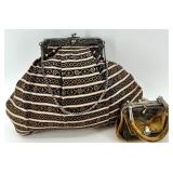 Set of 2 Antique Handbags with Ornate Metal Frames