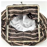 Set of 2 Antique Handbags with Ornate Metal Frames