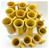 Set of 15 Frankoma Pottery Yellow Miniature Mug Tankards