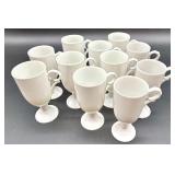 Set of 11 White Pedestal Porcelain Irish Coffee Mugs