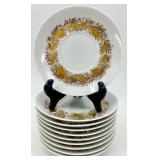 Rosenthal Germany Porcelain Dinnerware Set with Gold Floral Pattern