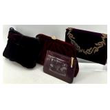 Collection of 4 Vintage Velvet and Leather Clutch Bags and Coin Purse