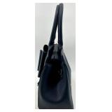 Grossi Navy Blue Handbag with Large Bow Accent and Removable Strap