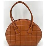 Bottega Inspired Tan Quilted Faux Leather Handbag with Shoulder Strap