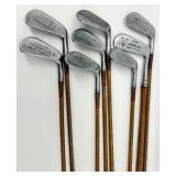 Vintage Spalding Bobby Jones Golf Clubs Hickory Shaft Irons