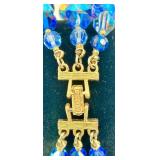 Vendome Blue Aurora Borealis Crystal Bracelet and Clip-On Earrings Set