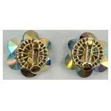 Vendome Blue Aurora Borealis Crystal Bracelet and Clip-On Earrings Set