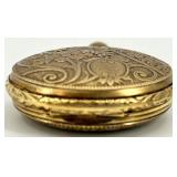 Henkel Swiss Shock Resistant Gold Tone Pocket Watch with Stag and Floral Engraving