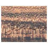 Handcrafted Wood Pen Case with Blue and Gold Pen, Signed