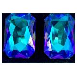 Green Beaded Multi-Strand Necklace with Blue Gemstone Earrings Set