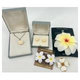 Floral Jewelry Set with Necklace, Earrings, Brooches, and Hair Clip including Trifari