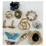 Collection of Vintage Pins, Brooches, Cufflinks and Costume Jewelry in Anson Box