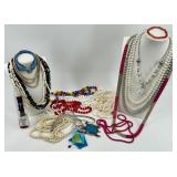 Large Assorted Costume Jewelry Lot with Beaded Necklaces and Pendants