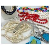 Large Assorted Costume Jewelry Lot with Beaded Necklaces and Pendants