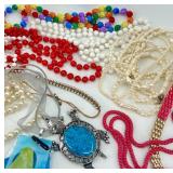 Large Assorted Costume Jewelry Lot with Beaded Necklaces and Pendants