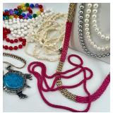 Large Assorted Costume Jewelry Lot with Beaded Necklaces and Pendants