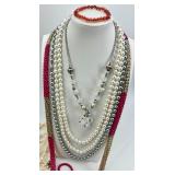 Large Assorted Costume Jewelry Lot with Beaded Necklaces and Pendants