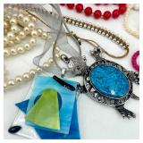Large Assorted Costume Jewelry Lot with Beaded Necklaces and Pendants
