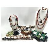 Large Assorted Costume Jewelry Lot with Beaded Necklaces, Bracelets, and Pins