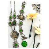Lot of Jewelry Parts and Pieces Including Necklaces, Bracelets, Earrings, Brooches and Beads