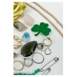 Lot of Jewelry Parts and Pieces Including Necklaces, Bracelets, Earrings, Brooches and Beads