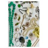 Lot of Jewelry Parts and Pieces Including Necklaces, Bracelets, Earrings, Brooches and Beads