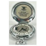 Elgin Silver Tone Pocket Watch with Ornate Engraved Case