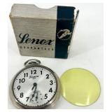 Collection of 3 Vintage Pocket Watches and Coin-Style Desk Clock including Lenox and Seiko