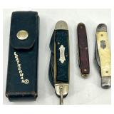 Leatherman Multi-Tool with Sheath and 3 Vintage Pocket Knives