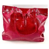 Set of 3 Handbags and Wallets - Red Tote, Red Clutch, Beaded Floral Bag