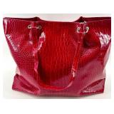 Set of 3 Handbags and Wallets - Red Tote, Red Clutch, Beaded Floral Bag