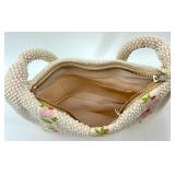 Set of 3 Handbags and Wallets - Red Tote, Red Clutch, Beaded Floral Bag