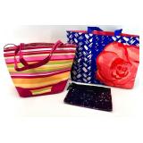 2 Tote Bags and 1 Purple Sequin Zipper Pouch
