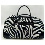Zebra Print Duffel Bag with 2 Black and Pink Accessory Pouches