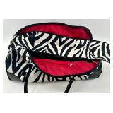 Zebra Print Duffel Bag with 2 Black and Pink Accessory Pouches