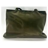 2 Large Tote Bags - Floral Print and Olive Green Canvas with Multiple Pockets