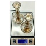 Pair of Ornate Sterling Silver Duchin Creations weighted Candle Holders