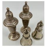Set of 2 Sterling Silver Salt and Pepper Shakers, Weighted