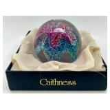 Caithness Art Glass Paperweight with Box and Purple Blue Swirl Design