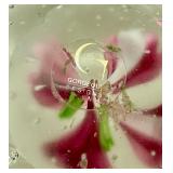 Gorgeous Designs Heart-Shaped Glass Paperweight with Red Flower