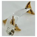Set of 3 Miniature Artisan Glass Animal Figurines with Gold Accents