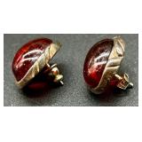 Vintage Sterling Silver Amber Jewelry Set - Bracelet, Earrings, and Pendants
