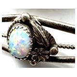 Sterling Silver Opal Cuff Bracelet and Ring Set Signed C. Yazzie