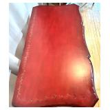 Red Hand-Painted Floral 3-Drawer Chest with Decorative Hardware