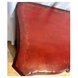 Red Hand-Painted Floral 3-Drawer Chest with Decorative Hardware