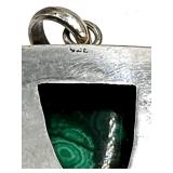 Set of 2 Sterling Silver Gemstone Pendants with Malachite and Green Stone