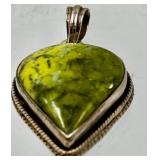 Set of 2 Sterling Silver Gemstone Pendants with Malachite and Green Stone