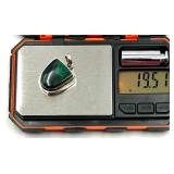 Set of 2 Sterling Silver Gemstone Pendants with Malachite and Green Stone