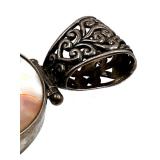 Pair of Sterling Silver Pendants with Coral Agate and Reversible Shell and Floral Cutout & Spiderweb Pattern